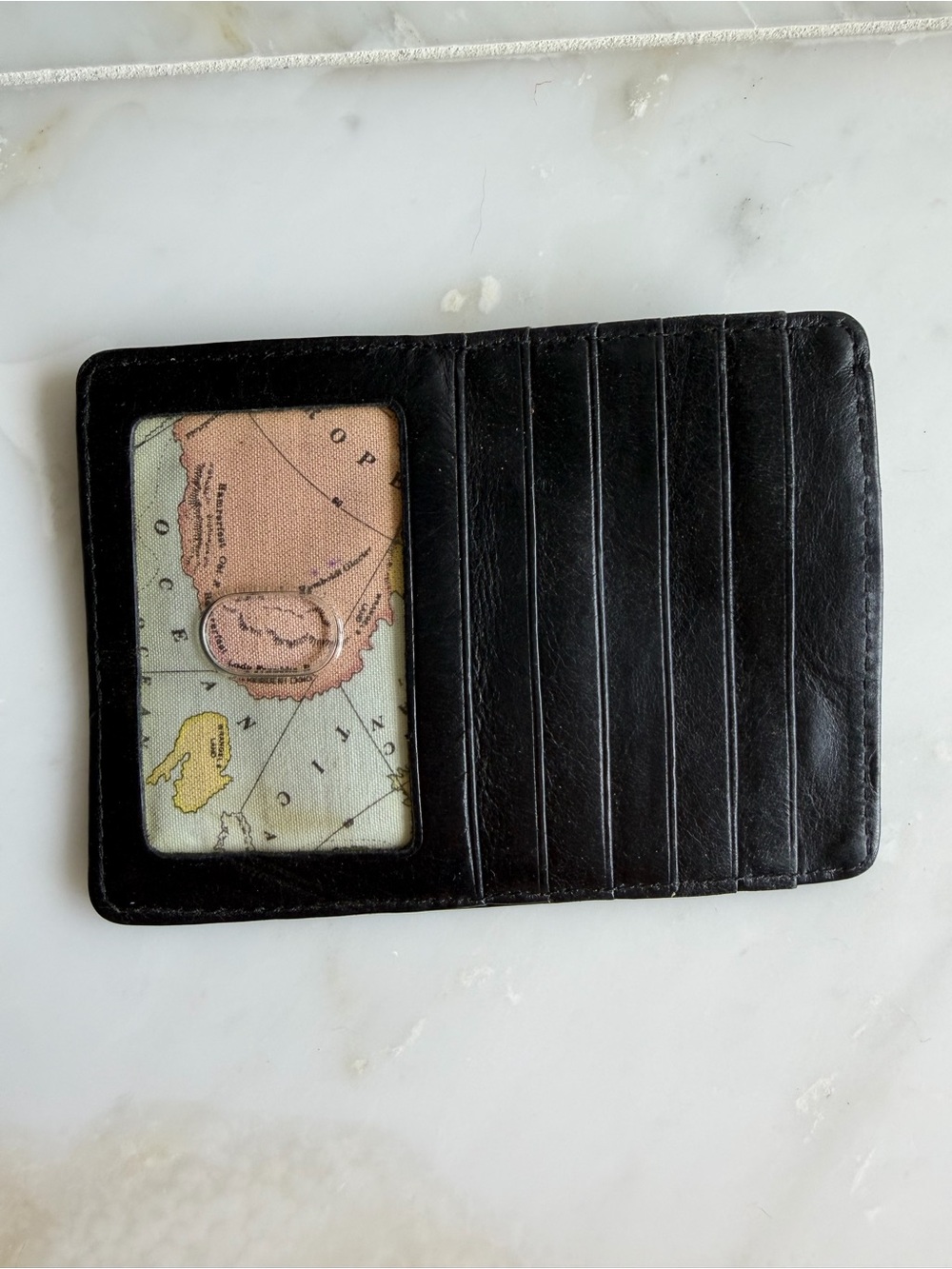 Hobo Black Leather Card Wallet with ID Window